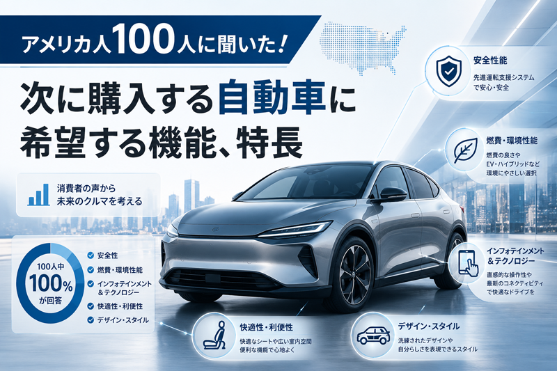 アメリカ人100人に聞いた！次に購入する自動車に希望する機能、特長